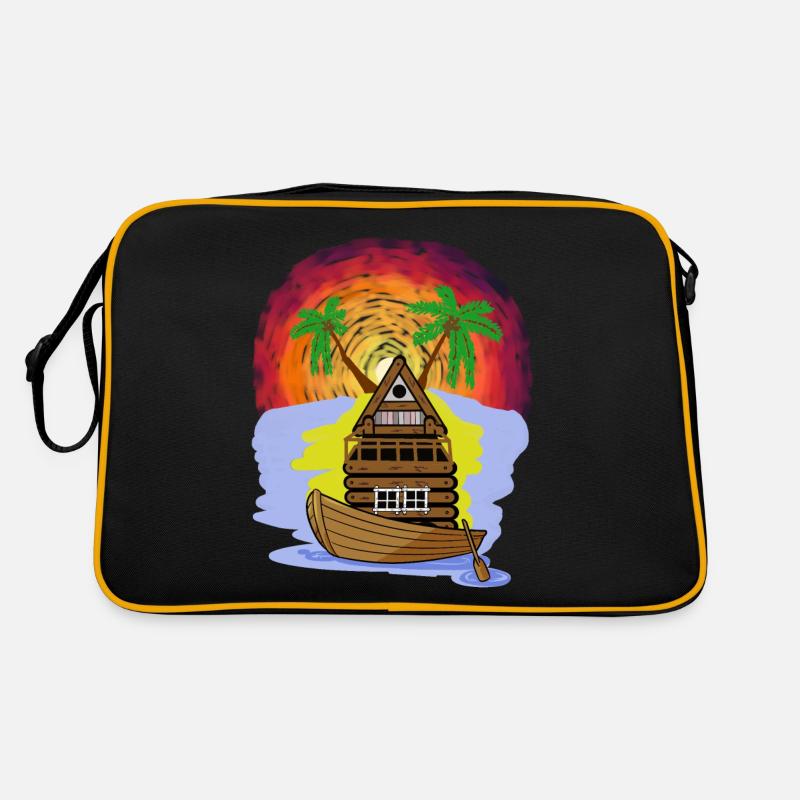 Abenteuer Freizeit Reise Ferien Boot Karibik Insel Retro Tasche