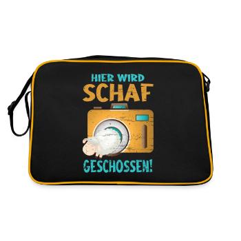 Fotografie: Schafe werden hier geschossen Fotograf - Retro Tasche - Schwarz/Gold - Hinten