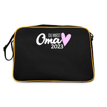 Oma 2023 - Werdende Oma 2023 - Retro Tasche - Schwarz/Gold - Hinten