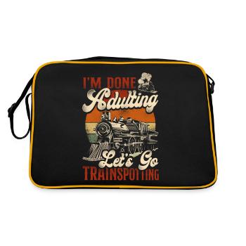 Steam Train Driver Trainspotting - Retro Tasche - Schwarz/Gold - Hinten