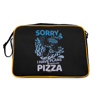 Sorry I Can't I Have Plans With My Pizza - Retro Tasche - Schwarz/Gold - Hinten