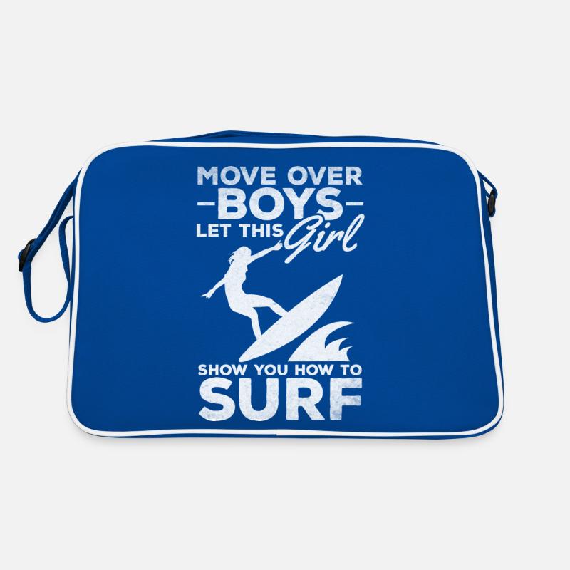 Surfen Move Over Boys Lass dieses Mädchen dir Retro Tasche