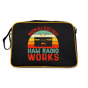 Funk Amateur Funker Funken Radio Hobby Geschenk - Retro Tasche - Schwarz/Gold - Hinten