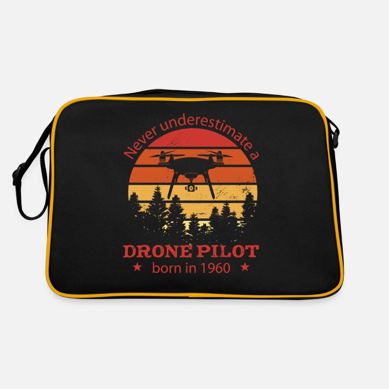 Pilote de drone né en 1960 Anniversaire Quadcopter Sac Retro