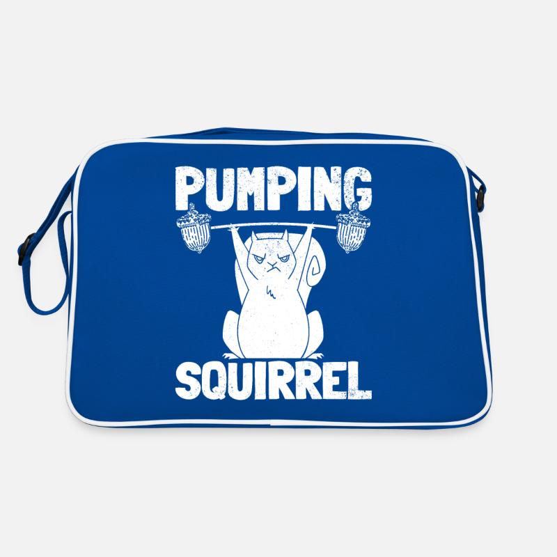 Pumpendes Eichhörnchen Powerlifting Eichhörnchen Retro Tasche