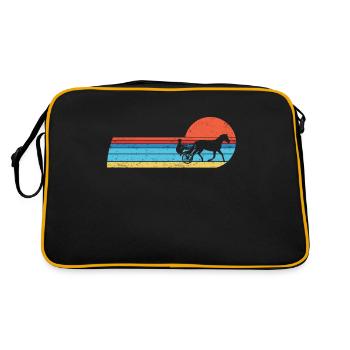 Trabrennpferd Trabrennsport Pferdesport Pferde - Retro Tasche - Schwarz/Gold - Hinten