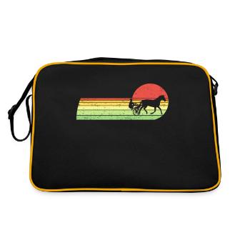 Trabrennpferd Trabrennsport Pferdesport Pferde - Retro Tasche - Schwarz/Gold - Hinten