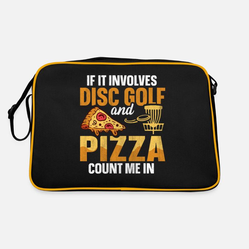 Disc Golf et Pizza - Comptez-moi en Frisbee Sac Retro