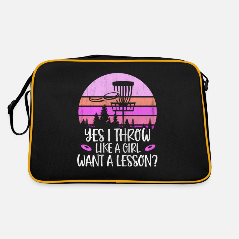 Oui je lance comme une fille veut une leçon disc golf Sac Retro