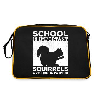School is important, but squirrels are important - Retro Bag - black/gold - Back