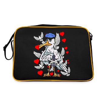 Seagull romantic sailor love hearts romantic heart - Retro Bag - black/gold - Back