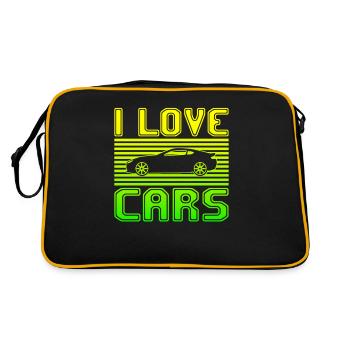 I love cars - Retro Tasche - Schwarz/Gold - Hinten