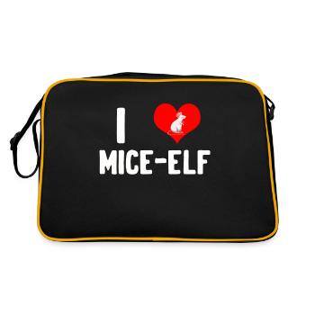 Maus Geschenk Mäuschen Kinder Herren Mouse Rat - Retro Tasche - Schwarz/Gold - Hinten