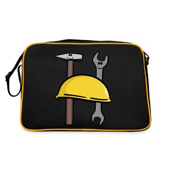 Handwerk Werkzeug Baustelle Gewerbe Berufe Job - Retro Tasche - Schwarz/Gold - Hinten
