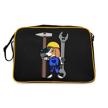 Chantier de construction Artisan Chien Outil Casque de sécurité Travail - Sac Retro - noir/or - Dos