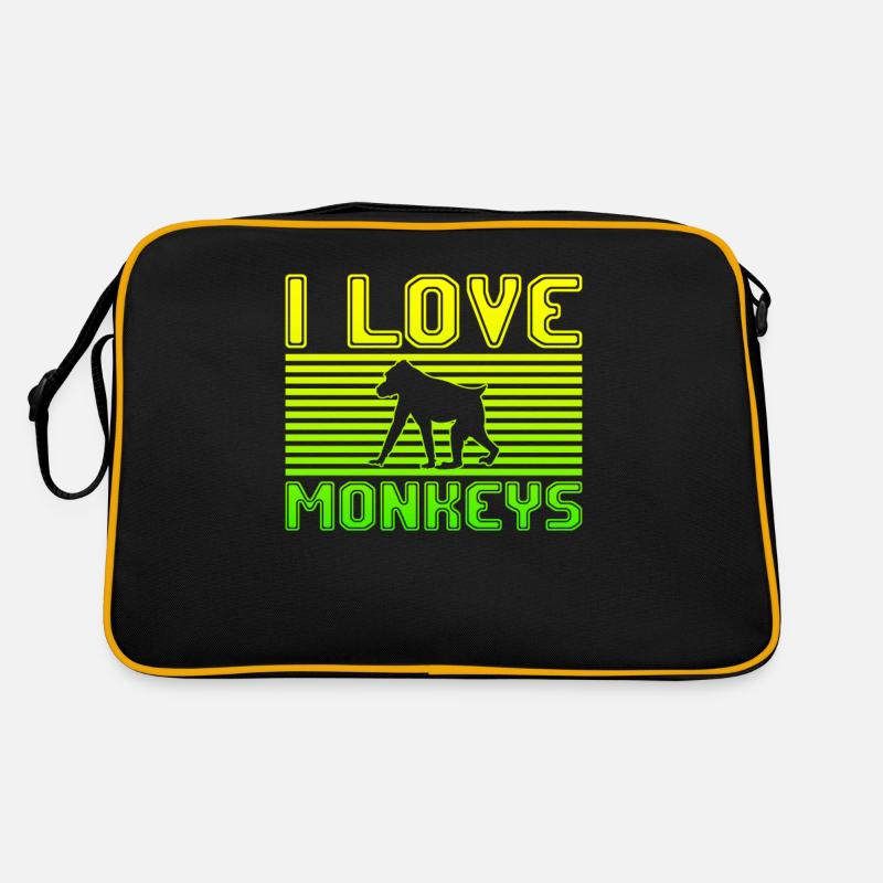 I love monkeys - Retro Tasche - Schwarz/Gold