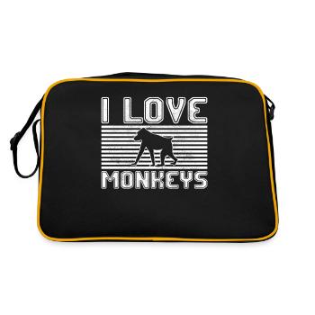 I love monkeys - Retro Tasche - Schwarz/Gold - Hinten