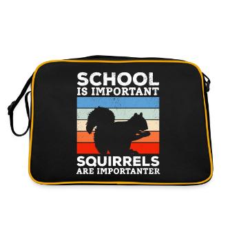 School is important, but squirrels are important - Retro Bag - black/gold - Back