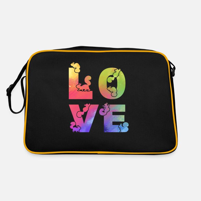 Eichhörnchen Love Squirrels Nettes Eichhörnchen - Retro Tasche - Schwarz/Gold
