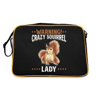 Warning! Crazy Squirrel Lady Funny Squirrel - Retro Bag - black/gold - Back