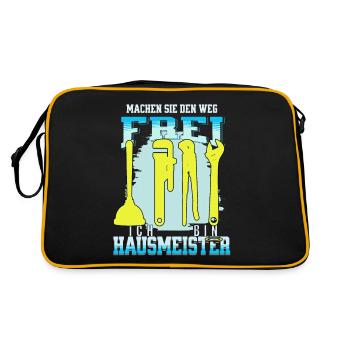 Hausmeister sind immer im Stress - Retro Tasche - Schwarz/Gold - Hinten