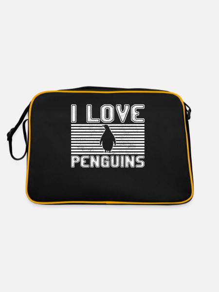I love penguins - Retro Tasche - Schwarz/Gold