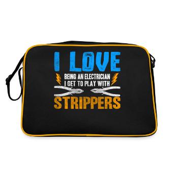 I Love Strippers Funny Electrician - Retro Bag - black/gold - Back