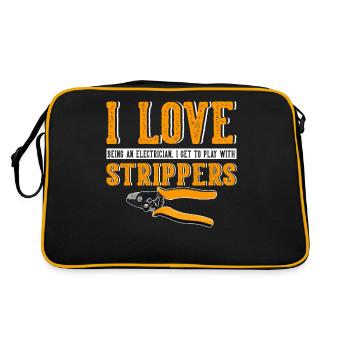 I Love Strippers Funny Electrician - Retro Bag - black/gold - Back