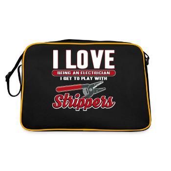 I Love Strippers Funny Electrician - Retro Bag - black/gold - Back
