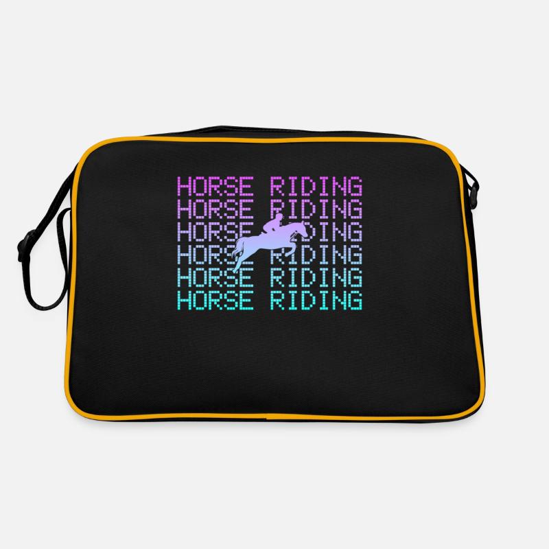 Pferde Reiten - Retro Tasche - Schwarz/Gold