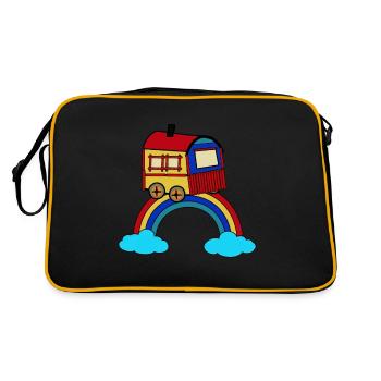 heavenly living trailer rainbow hippie - Retro Bag - black/gold - Back