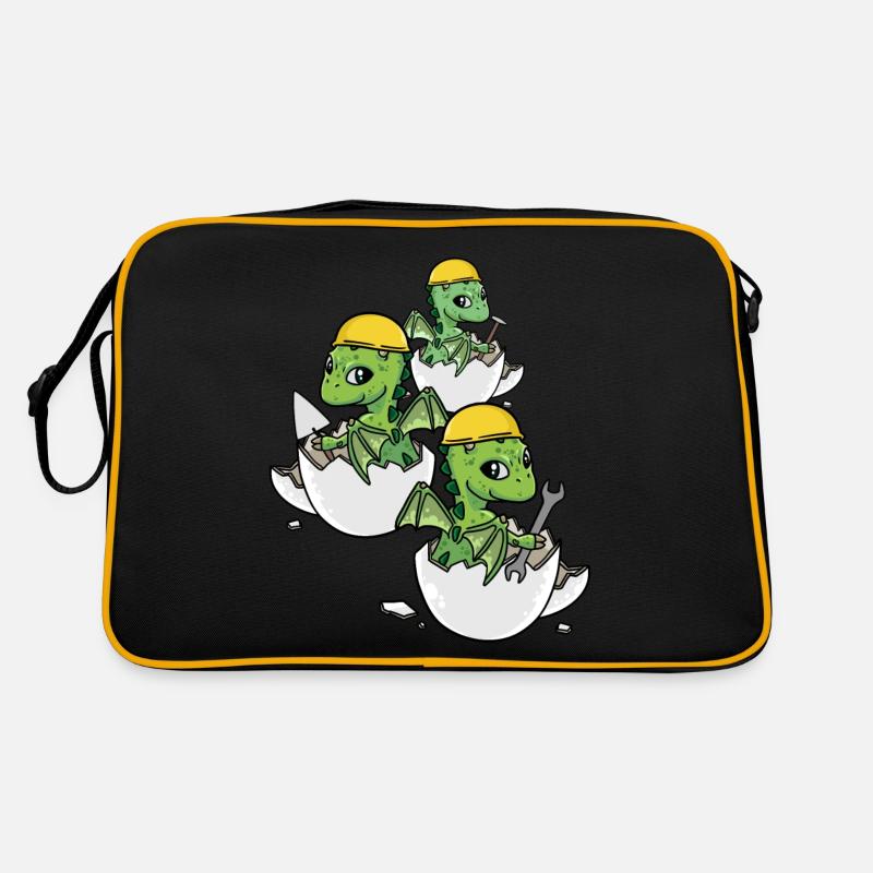 Dino Handwerker Eierschale Werkzeug Berufe Arbeit Retro Tasche
