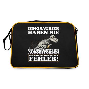 DINOSAURIER HABEN NIE BIER GETRUNKEN Bierliebhaber - Retro Tasche - Schwarz/Gold - Hinten