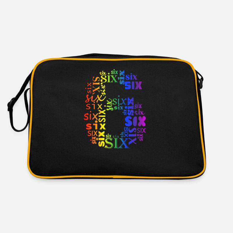 Six 6th Birthday | Coldorful Words Themed Retro Tasche