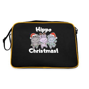 Hippo Christmas Animals sweet Hippos Merry Christmas - Retro Bag - black/gold - Back