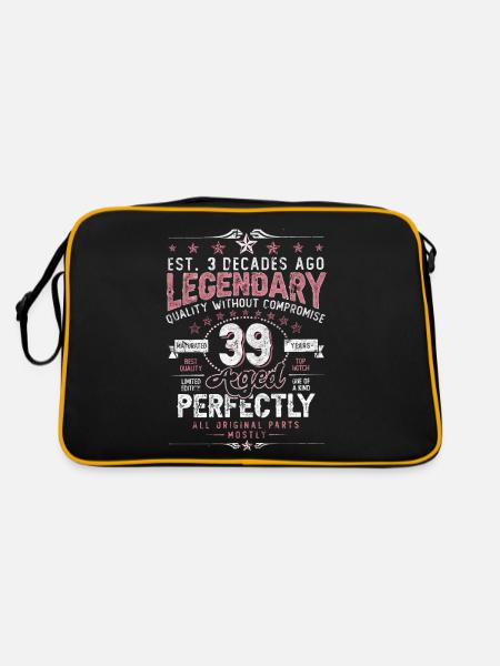 Vintage 39 Aged Perfectly Women on 39th Birthday - Retro Bag - black/gold - Back