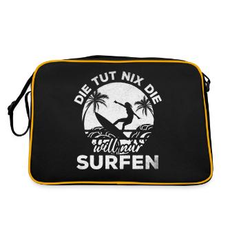 Wassersport Surfer Die tut nix die will nur Surfen - Retro Tasche - Schwarz/Gold - Hinten