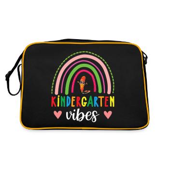 Groovy Hello Kindergarten Vibes Professeur rétro - Sac Retro - noir/or - Dos