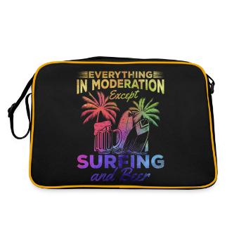 Everything in moderation except surfing and beer surfers - Retro Bag - black/gold - Back