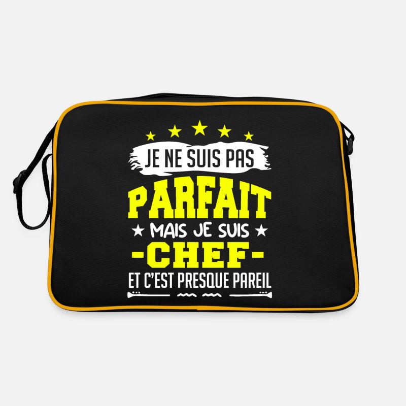 Je Ne Suis Parfait Mais Je Suis Chef - Sac Retro - noir/or