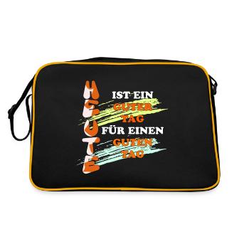 Einer schöner Tag für einen schönen Tag - Retro Tasche - Schwarz/Gold - Hinten
