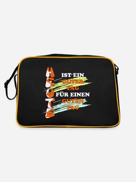 Einer schöner Tag für einen schönen Tag - Retro Tasche - Schwarz/Gold - Hinten