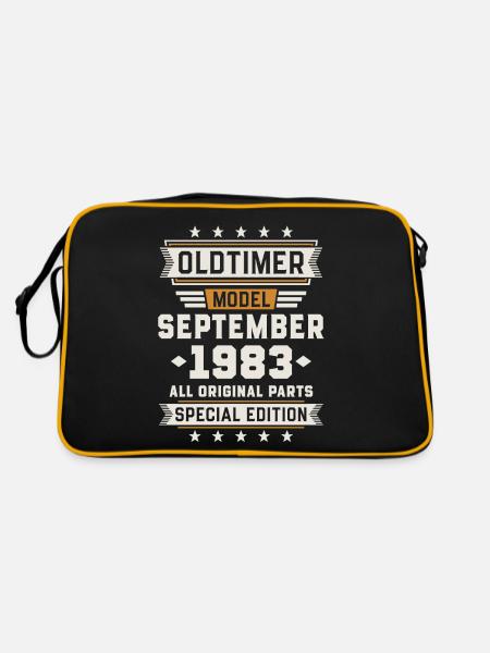 Oldtimer September 1983 Geburtstag Geschenk - Retro Tasche - Schwarz/Gold