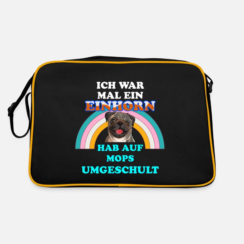 Mops Hund war mal Einhorn Hundespruch für Möpse Retro Tasche