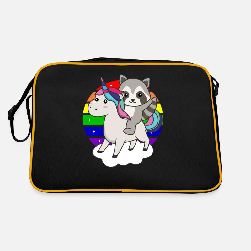 Waschbär Einhorn Regenbogen Tiere Einhörner Retro Tasche