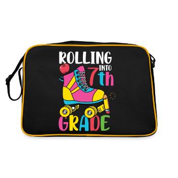 Rolling Into7th Grade Vibes Retro Groovy Femmes - Sac Retro - noir/or - Dos