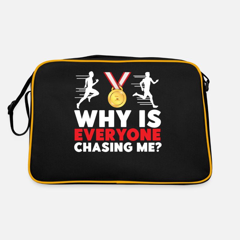 Running Runner Half Marathon Why - Retro Tasche - Schwarz/Gold