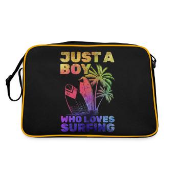 Water surfer Just a boy who wants to surf and - Retro Bag - black/gold - Back