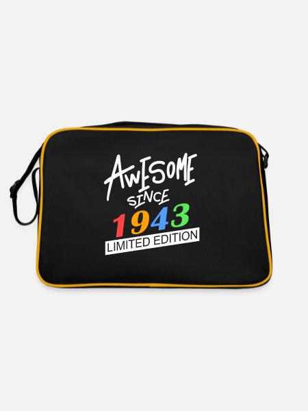1943 - Jahrgang 1943 - Fantastisch seit 1943 - Retro Tasche - Schwarz/Gold - Hinten