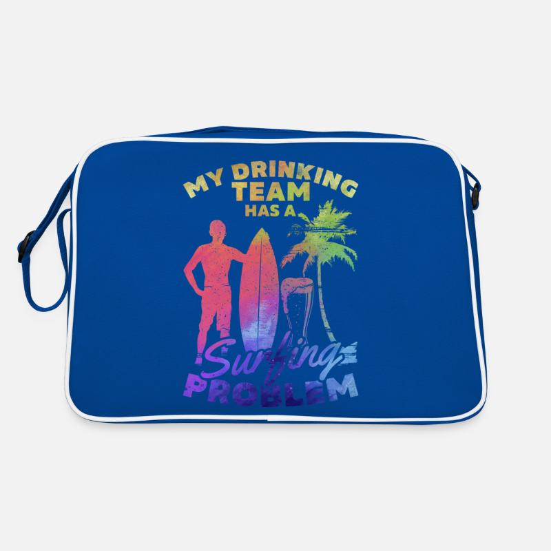 Mein Trinkteam hat ein Surfproblem Lustiger Surfer Retro Tasche